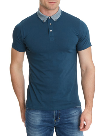 Centered Jacquard Collar Polo Shirt